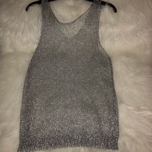 Silver Metallic Sleeveless Top